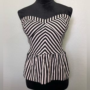 Retro striped tube top w/ peplum waist size Lrg Barbie Barbie core Halloween